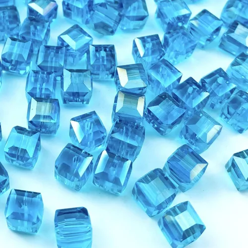 Vista 20 de Cuentas de cristal de vidrio 100 piezas 6mm Cubo Cuentas de cristal facetadas de forma cuadrada para hacer joyas, pulseras, aretes, collares, Ámbar