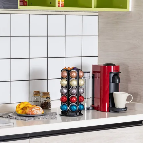 Vista 5 de Rice rat Soporte de almacenamiento para cápsulas de café Nespresso Vertuo para 30 cápsulas con giros silenciosos de 360 grados, soporte