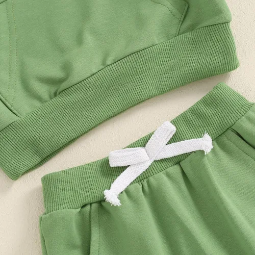 Vista 128 de Conjunto de ropa de otoño e invierno para bebé y niño, sudadera larga con capucha y pantalones para niños pequeños, 6, 12, 18, 24 meses, 2T Adorable