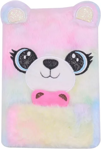 BOLLEY JOSS Lovely Animals Notebook Kids Plush Diary for Girls Teens Fuzzy Journal Writing Pad A5 Lined 160 Pages