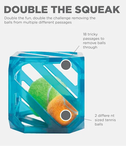 Vista 3 de Outward Hound Puzzle Cube - Juguete interactivo para perros con sonido chirriante