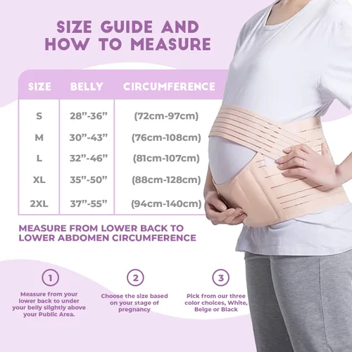Vista 7 de MOMMY O CLOCK Cinturón de maternidad, soporte para el embarazo, banda de soporte para el vientre transpirable 4 en 1, soporte ajustable