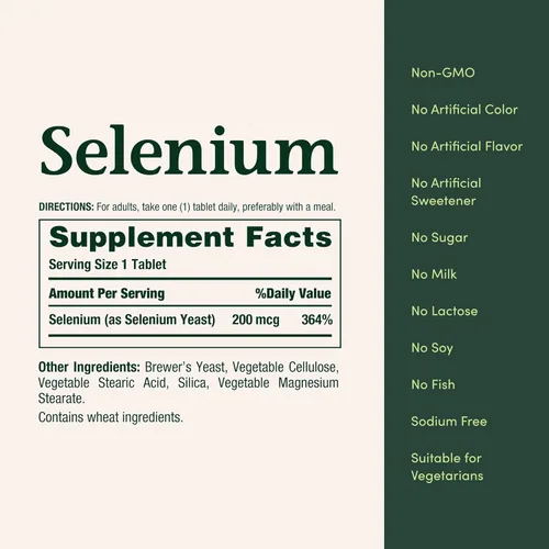 Vista 5 de Nature's Bounty Selenio, apoya la salud de la próstata y el sistema inmunológico, 200 mcg, 100 tabletas
