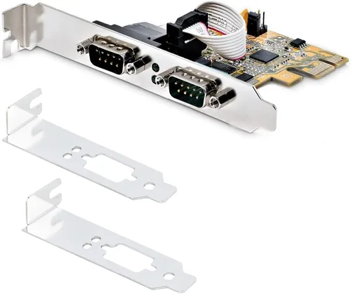 Vista 9 de StarTech.com Tarjeta de interfaz serie PCI Express de 2 puertos, tarjeta serie PCIe a RS232 (DB9), UART 16C1050, soportes de perfil bajo/completo