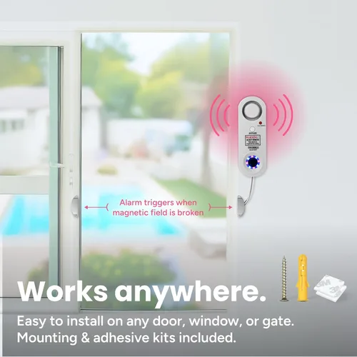 Vista 3 de TECHKO Alarma estroboscópica segura para piscina para niños, mascotas, certificación ETL UL 2017, resistente a la intemperie interior/exterior
