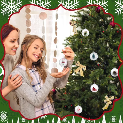 Vista 6 de Sratte 24 bolas de adornos rellenables de Navidad, adornos de plástico transparente, bolas de manualidades para Navidad, boda, Navidad, fiesta