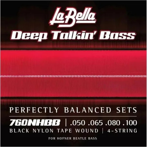La Bella 760NHBB "Beatle" Deep Talkin Bass Cinta de Nylon Negro Herida 4- Cuerda 50-100