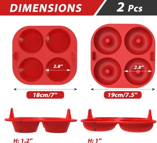 Vista 5 de Webake Molde de silicona para magdalenas y molde para donas, para hacer cupcakes y donas de tamaño estándar de 2.8 pulgadas, antiadherente, sin BPA