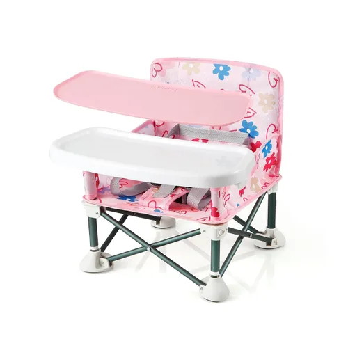 Vista 13 de PandaEar Asiento portátil para bebé de viaje, plegado compacto con correas para uso en interiores y exteriores, ideal para campamento, playa, Gris