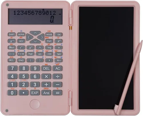 Vista 7 de Calculadora científica con tableta de escritura LCD borrable, pantalla de 2 dígitos de mano, tamaño de bolsillo, calculadoras portátiles