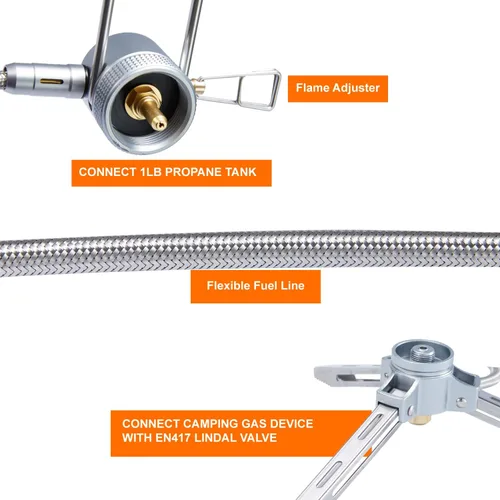 Vista 3 de Adaptador remoto de propano a isobutano, entrada de tanque de propano de 1 libra,Salida de válvula lindal de conexión EN417,Adaptador de estufa