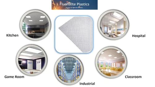 Vista 5 de F12-100/2246-Paquete de 4 cubiertas de luz fluorescente de repuesto Hoja plana de acrílico prismático transparente Cubiertas para lámparas