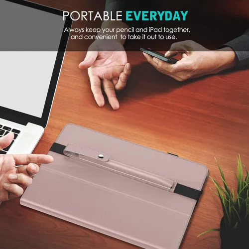 Vista 8 de MoKo Soporte para lápiz para Apple Pencil Pro, Apple Pencil de 1ª/2ª generación, iPencil (USB-C), Funda de cuero PU para lápiz de iPad con hebilla
