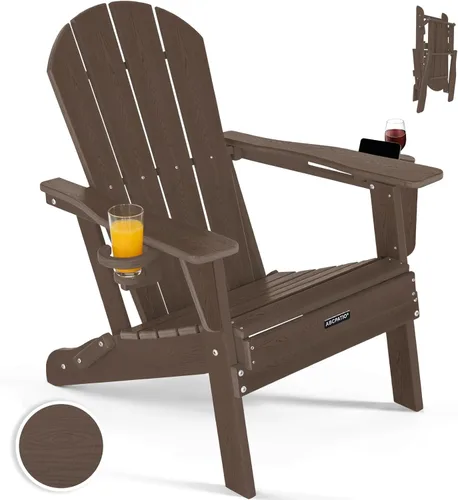 Vista 13 de Sillas Adirondack plegables – Silla Adirondack de plástico con soporte para tazas, sillas para exteriores resistentes a la intemperie