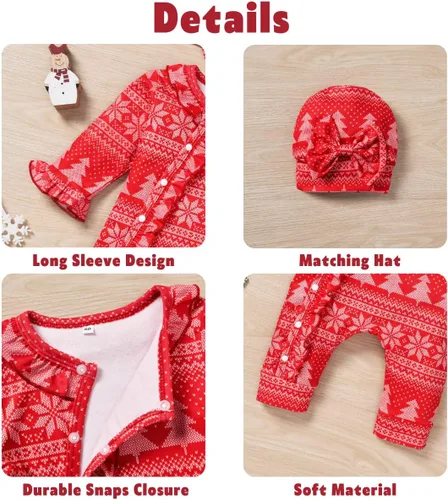 Vista 3 de Aalizzwell Mameluco para bebé niña, ropa de otoño e invierno con accesorios