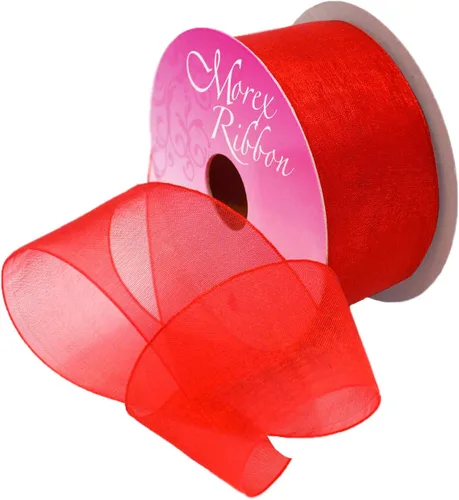 Vista 93 de Morex Ribbon 91803/100-609 Cinta de nailon Organdy, 5/8 pulgadas por 100 yardas, color rojo