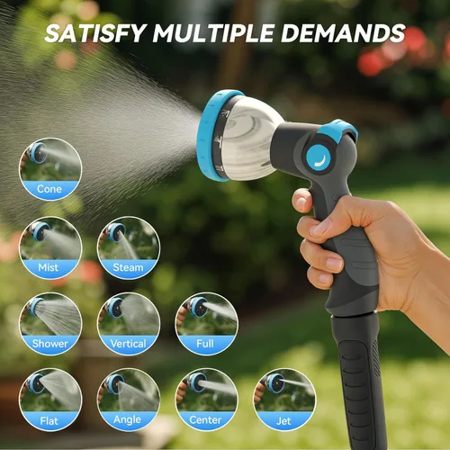Vista 3 de Relhost Boquilla de manguera de jardín, boquilla rociadora de manguera de agua resistente con 10 patrones de pulverización, agarre ergonómico