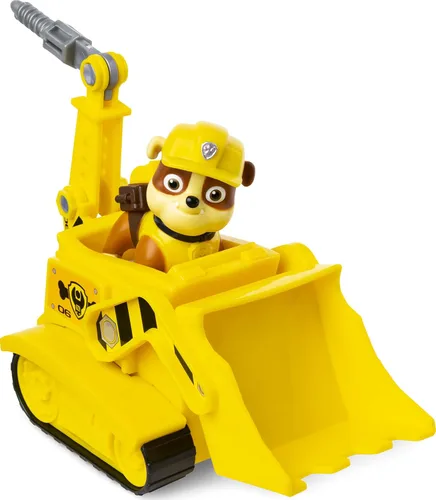 Vista 4 de Paw Patrol, Rubble's Bulldozer Vehículo con figura coleccionable, para niños de 3 años en adelante