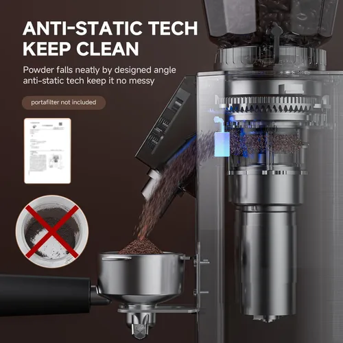 Vista 8 de Burr Coffee Bean Grinder for Home Use with 45 Precise Grinding Settings, Espresso Grinder with Height Adjustable Funnel Stand, LED Touch Panel