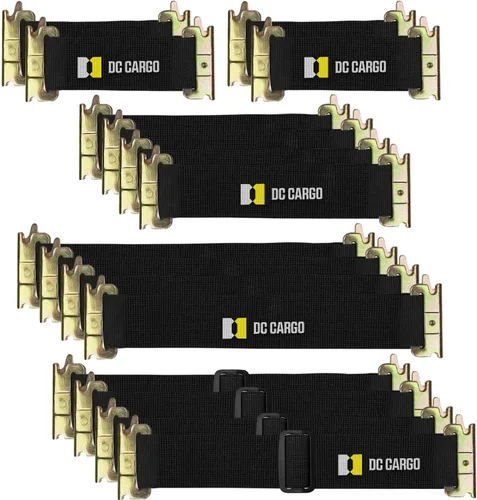 Vista 9 de DC Cargo Mall Correas E Track – Paquete de 4 – Correas de amarre ajustables y estándar resistentes de 12 a 22 pulgadas, compatibles con accesorios
