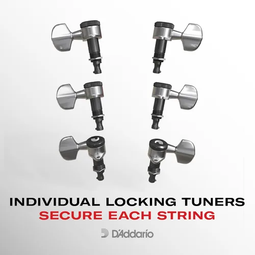 Vista 6 de D'Addario - Afinadores de ajuste automático - Afinadores de bloqueo para guitarras - Configuración 3+3, cromo
