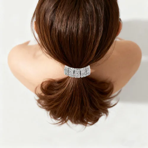 Vista 2 de 3 ligas elásticas para el cabello con diamantes de imitación para cola de caballo, accesorios para el cabello para mujeres y niñas