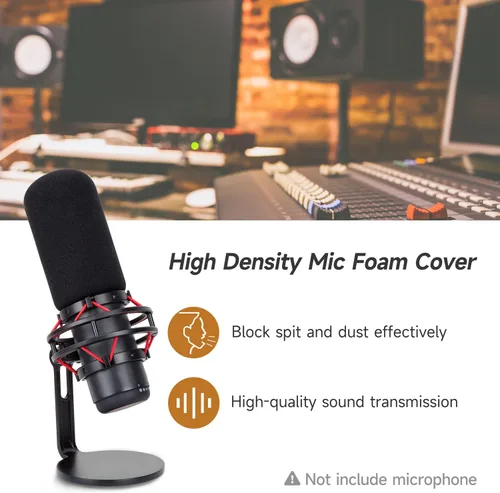Vista 6 de Para parabrisas Hyperx QuadCast: filtro esponjoso compatible con micrófono Hyperx QuadCast S, cubierta de espuma de micrófono que reduce el ruido