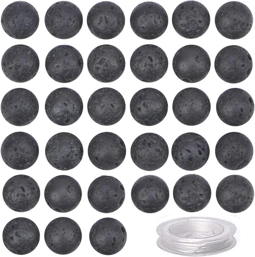 Vista 31 de 100 piezas de cuentas de cristal natural, piedras preciosas redondas sueltas de sanación energética con cordón elástico de cristal gratis