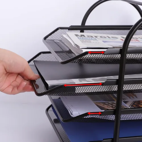 Vista 6 de Ludato 4 - Tier Mesh Metal Desk Organizers and Accessories,Office Supplies Organization Desktop File Organizer Paper Letter Tray Organizer for