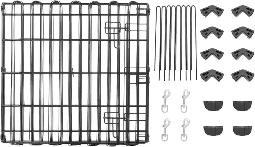 Vista 6 de Amazon Basics: cerca plegable de metal para mascotas, con puerta, 60 x 60 x 24 pulgadas, color negro.