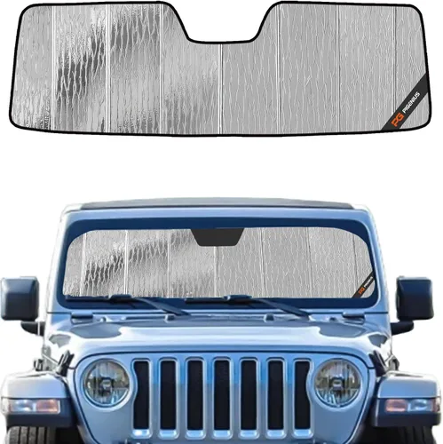 Vista 7 de Protección solar para parabrisas Pigenius para Jeep Wrangler JL 2018-2025, protector solar para ventana delantera Gladiator 2020-2025 - AstraGuard