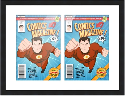 Vista 21 de Poster Palooza Marco de cómic con paspartú para 1 cómic de la Edad de Bronce publicado entre 1970 y 1985, marco de cómic negro para cómic de 7.25 x