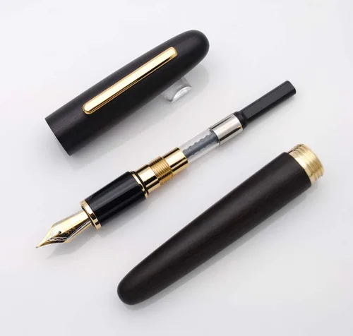 Vista 5 de JINHAO 9056 - Pluma estilográfica de madera natural hecha a mano (madera de ébano, punta fina de 0.020 in)