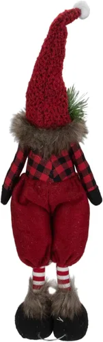 Vista 5 de Northlight Figura de Navidad de gnomo a cuadros de búfalo de pie con pino y bayas - 17 pulgadas