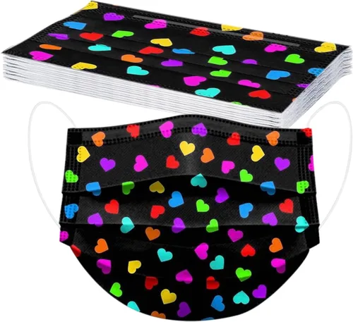 Vista 5 de 50 máscaras desechables de San Valentín para mujeres, día de San Valentín, adultos, desechables, para parejas, para cubrir el día de San Valentín