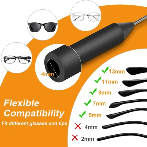 Vista 4 de Yeahxing Correa ajustable para lentes, paquete de 4 correas de 16 pulgadas con retenedor para el oído, retenedor de gafas, anticola, antideslizante