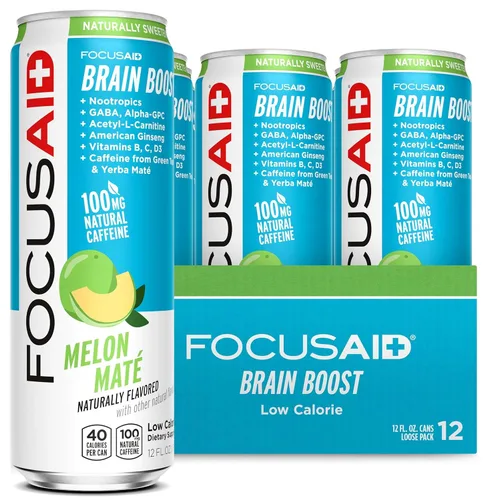 Vista 10 de Fórmula FOCUSAID Energy - Bebida con nootrópicos para combustible cerebral, alfa-GPC, GABA, complejo B, yerba mate, té verde, 100% limpia, 100 mg