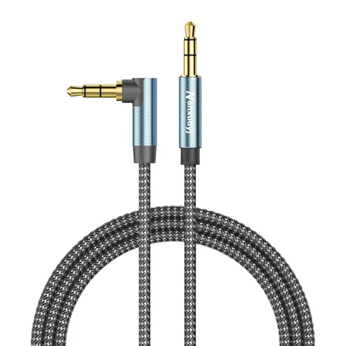 Vista 8 de Cable AUX de 1 pie/0,3 m, cable de audio estéreo de 3,5 mm, cable auxiliar estéreo macho a macho de 90 grados, cable TRS de ángulo recto compatible