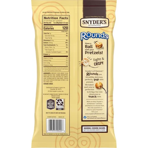 Vista 4 de Snyder's of Hanover Pretzels, Redondas, Sal Marina, 12 Oz