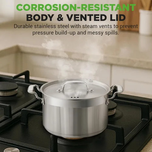Vista 5 de NutriChef - Olla grande de acero inoxidable de 5 cuartos con tapa - 18/8 Grado alimenticio resistente, olla grande de acero inoxidable