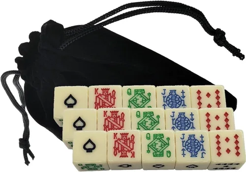Vista 15 de Cyber-Deals 30 dados de póquer blancos para 2020 con bolsa de almacenamiento de terciopelo negro
