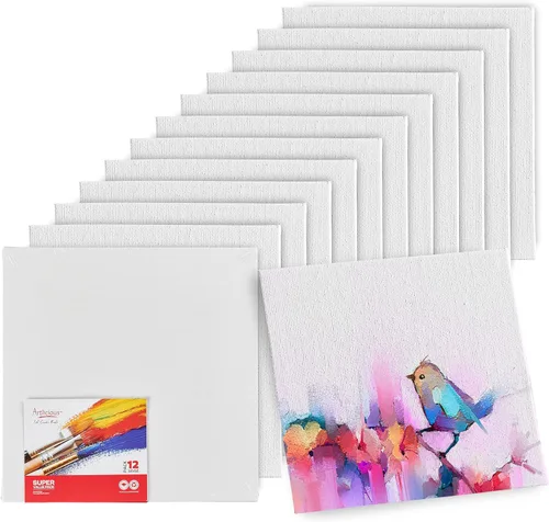 Vista 14 de Artlicious Lienzos para pintar – Paquete de 12,4 x 4 pulgadas de lienzo blanco – Paneles de arte 100% algodón para pintura al aceite, acrílico