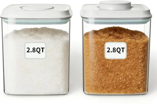 Vista 7 de Ankou Juego de recipientes herméticos – (4 unidades de 12.8 fl oz) apilables con un botón de apertura para aperitivos, dulces, sal, hierbas