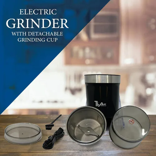 Vista 3 de Molinillo de café eléctrico, molinillo de hierbas y especias con soplado de acero inoxidable extraíble, molinillo de granos de café con potente