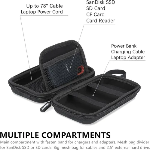 Vista 5 de Ginsco Estuche de protección de carcasa dura, bolsa organizadora de accesorios electrónicos para MacBook Air/pro, adaptadores, cargadores, cables