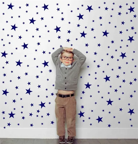 Vista 4 de 174 calcomanías de pared de estrellas de tamaño mixto, decoración del hogar, dormitorio, extraíble, guardería, calcomanías de pared para niños, Negro