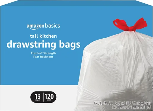 Vista 7 de Yaxa Basics Flextra - Bolsas de basura altas con cordón para cocina, 13 galones, sin perfume, 50