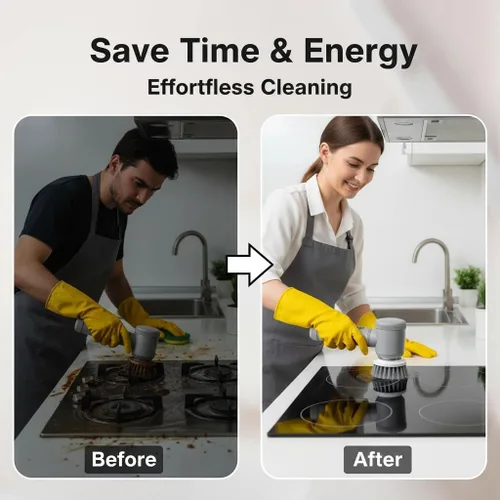 Vista 6 de Electric Spin Scrubber - Shower Scrubber,Bathroom Scrubber Electric,for Cleaning Tub, Floor, Tile, Window, Sink, Kitchen Cleaning with 6 Electric