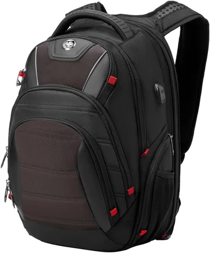 Vista 12 de Swissdigital - Mochila de diseño para viaje para hombres, compatible con TSA, con carga USB, protección RFID, mochila de negocios para laptops