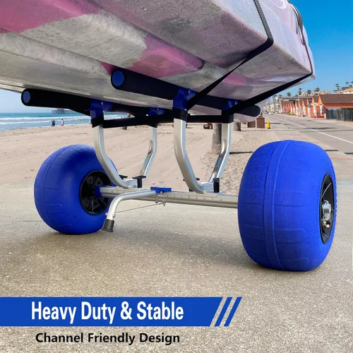 Vista 3 de Carrito de kayak, carrito de kayak de alta resistencia, ruedas de carretilla de canoa para paddleboard, kayaks, transporte SUP